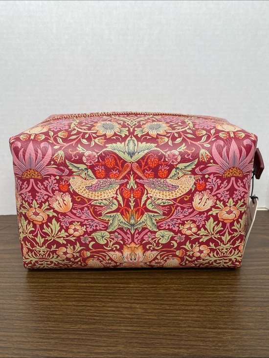william morris Handbags - William Morris & Co cosmetic bag case raspberry Strawberry Thief bird print NWT